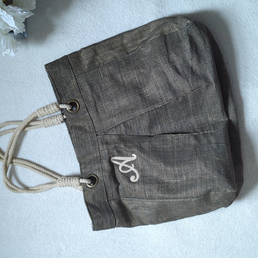 Murval monogrammed "A" tote with rope handle